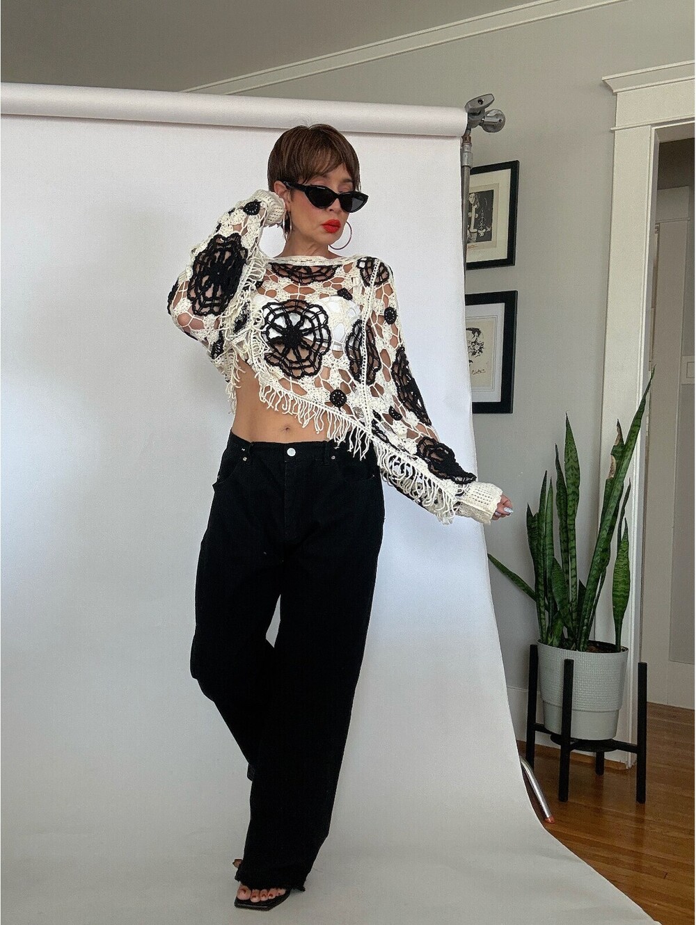 Crochet Knit Poncho Top